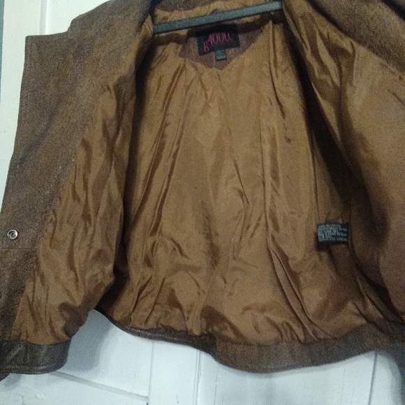 1980"s vintage leather jacket large Vintsge Leather Bomber Brown Caramel - Picture 9 of 14